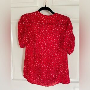 Allegra K Red Floral Blouse